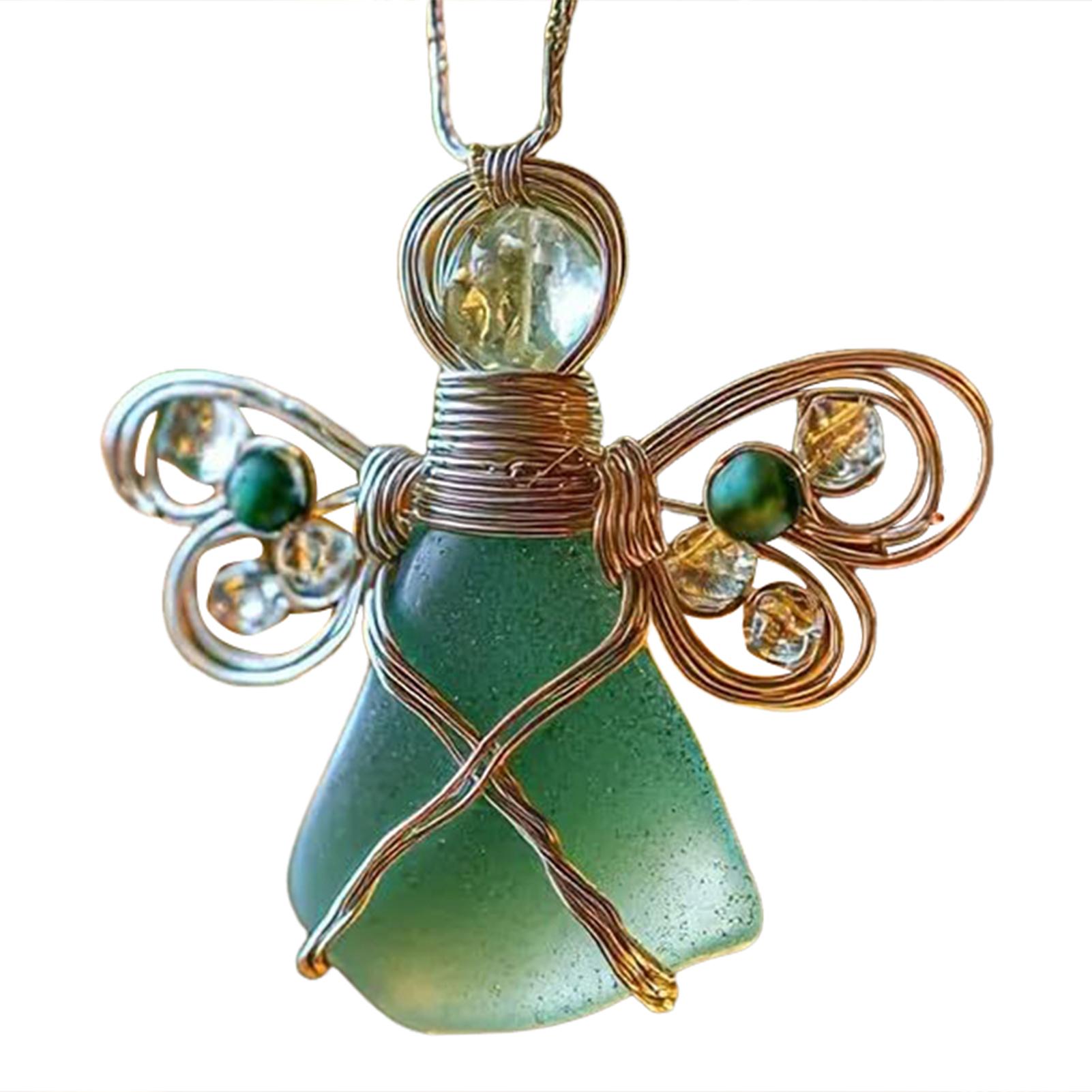 

Sea Glass Angel-Tree Decoration Thoughtful Unique Present Present For Loved Ones As Shown зелений