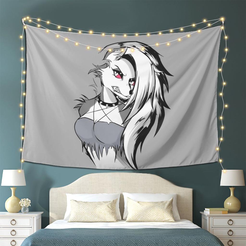 Helluva Boss Loona Tapestry Wall Hanging Aesthetic Home Decoration Tapestries for Living Room Bedroom