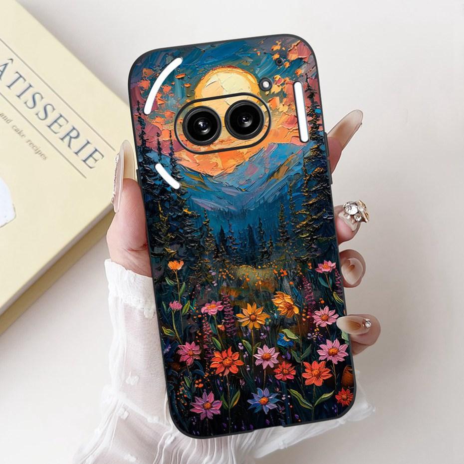 Fashion Painting Phone Case For Nothing Phone (2a) Plus Black Silicone Soft Cover For Nothing Phone 2 Phone2a Cases Bumpers