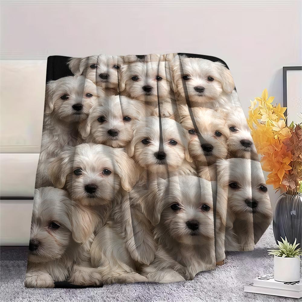 Many cute puppies Print Flannel Blanket,High quality Comfortable for All Seasons,Home Decor,Warmth and Comfort,Perfect for Christmas Gifts