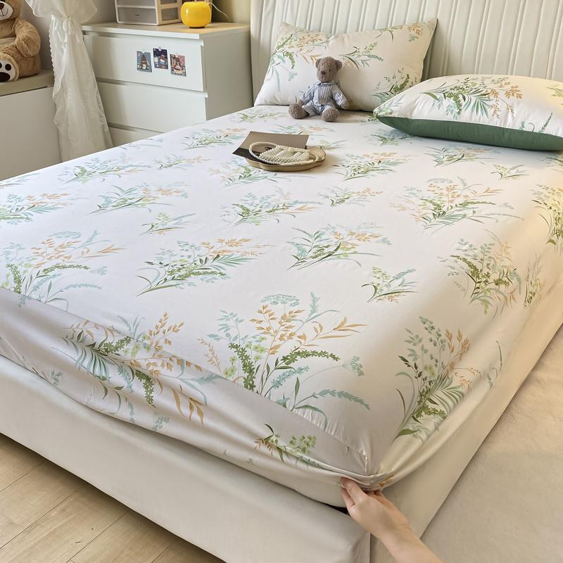 Small Fresh Floral Pattern,100% Cotton,Fitted Sheet With Deep Pocket 160x200,No Pillowcase,Soft Breathable,133x72 Fabric