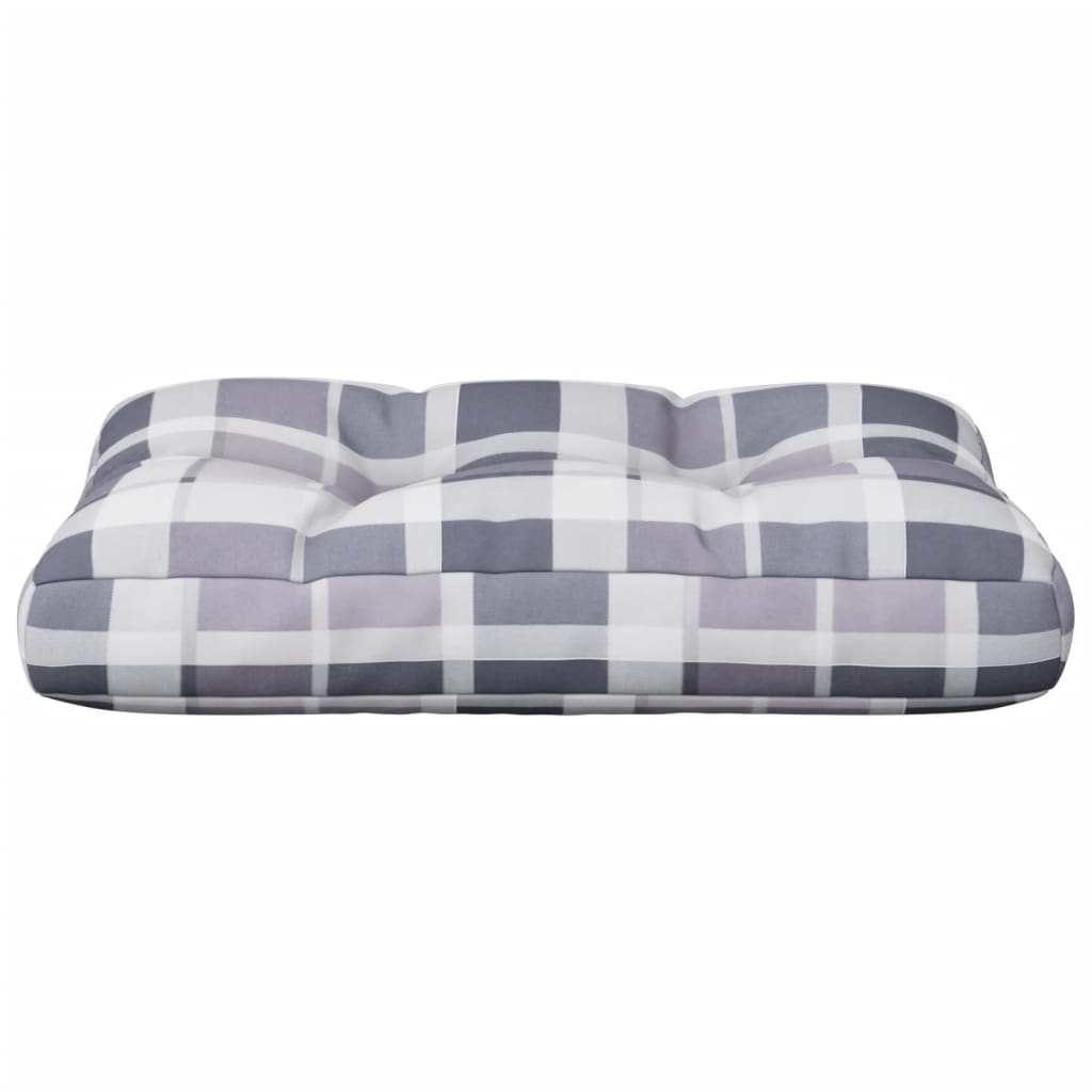 Grey Checkered Pallet Cushion 50 X 40 X 12 Cm Fabric