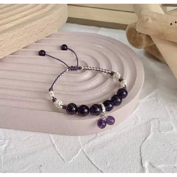 Half-sugar peach natural pink crystal bracelet9Silver Braided Bracelet for Girlfriends Factory-supplied amethyst