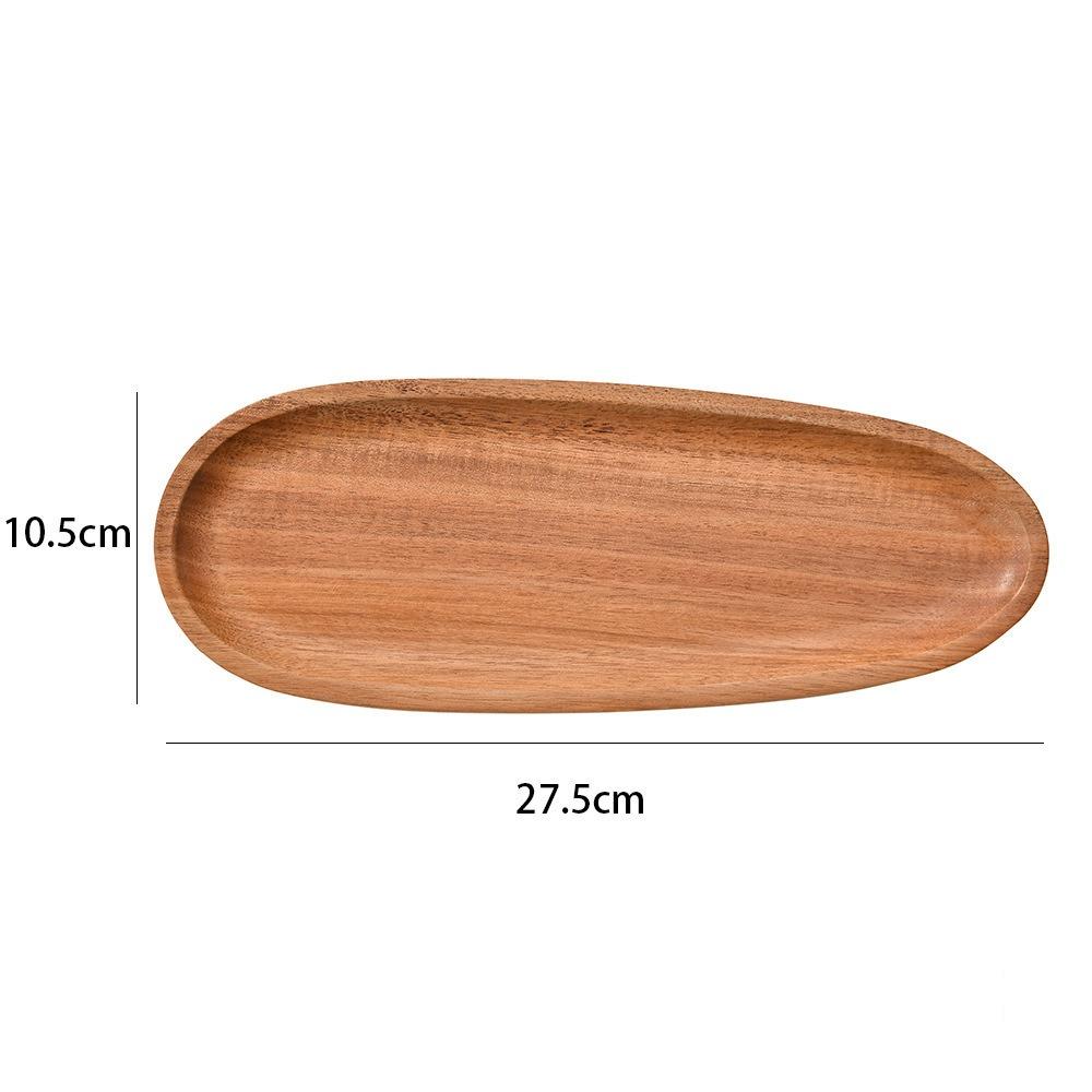 Insulated Design Acacia Wood Serving Platter Elliptical Handcrafted Breadboard Lightweight Solid Wood Pattern