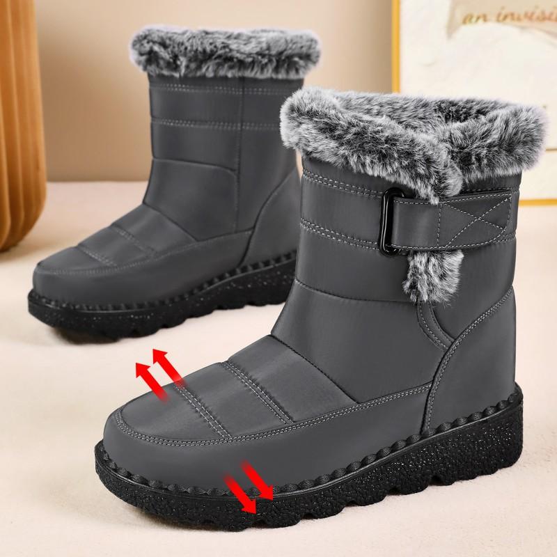 Womens Winter Snow Boots Warm Fleece Lined Non Slip Flat Heel Ankle Plus Size 35-43