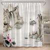 Ink Landscape Shower Curtain Black Bamboo Bird Abstract Mountain Water Chinese Style Bath Curtain Waterproof Home Bathroom Decor