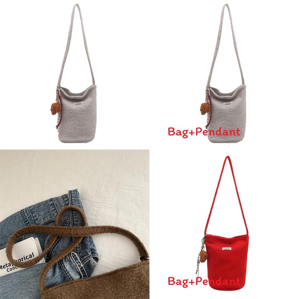 Woolen Large Capacity Bucket Bag For Women With Magnetic Closure And Inner Phone Pocket