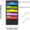 Hanging Wall File Organizer, 5 Pocket, Black Wall Storage Pocket Charts with 2 Hangers, Oxford Cloth Storage Pocket, Over The Door File Organizer,