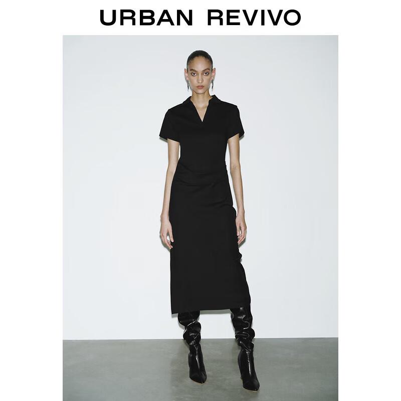 

UR Women s 2025 Summer Pleated Polo Neck Short Sleeve Dress XS