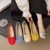 French Style Bow Round Toe Ballet Shoes Fairy Shoes Flat Gentle Evening Shoes Paired with Dress Shallow Mouth Single Shoes
