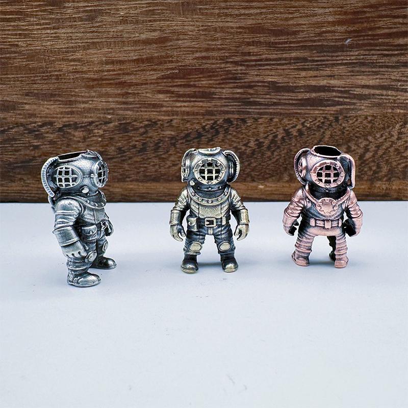 Diver Figurine Brass Knife Beads EDC Woven Bracelets Lanyard Pendants Outdoor Tool Hangings Charms DIY Accessory Gift