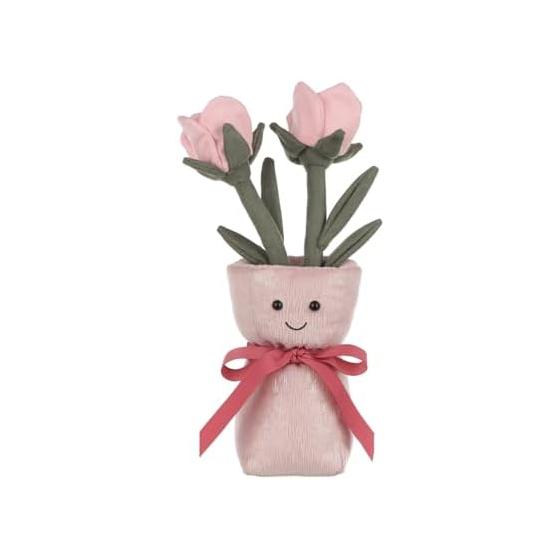 Apricot Lamb Pink Rose Vase Plush Soft Cute Fluffy Pink Rose Vase 30cm