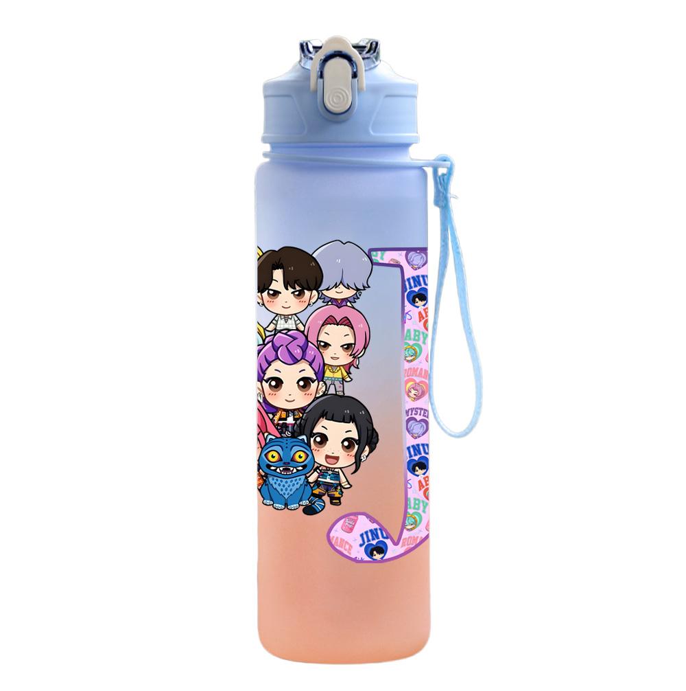 750Ml Water Bottle Anime 26 English Letter K-Pop Demon Hunters Printed Large Capacity Drinking Cup Portable Outdoor Sports Water Cup Children Kid Gift