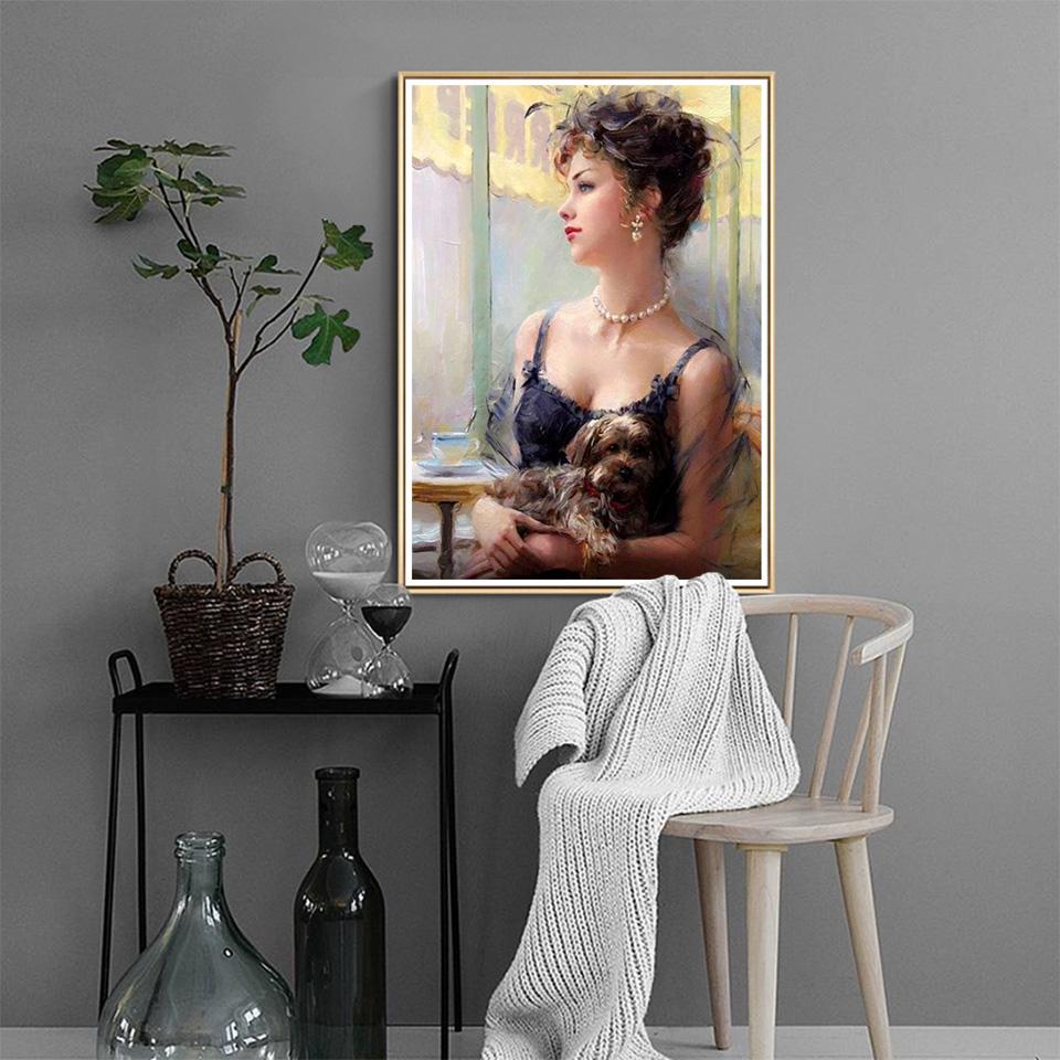 5D DIY Diamond Painting Portrait Beauty Cross Stitch Kit Full Round Diamond Embroidery Mosaic Art Home Decoration Picture