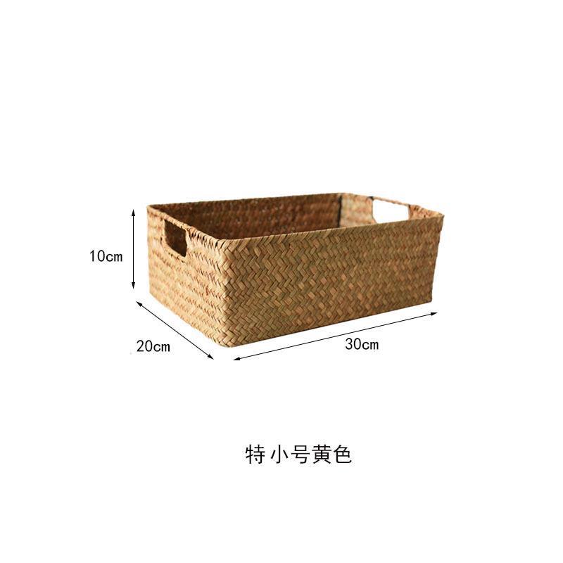 Fruit Storage Box Cosmetic Storage Container Woven Seagrass Storage Baskets Straw Rattan Basket Desk Organizer Picnic Basket
