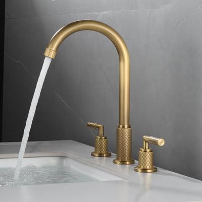 Antiker Waschtischhahn, komplett aus Messing, schwarz, Badhahn, gebürstetes Gold, Waschbeckenarmaturen, 3-Loch, heiß und kalt, Wasserfallhahn, Wasserhahn