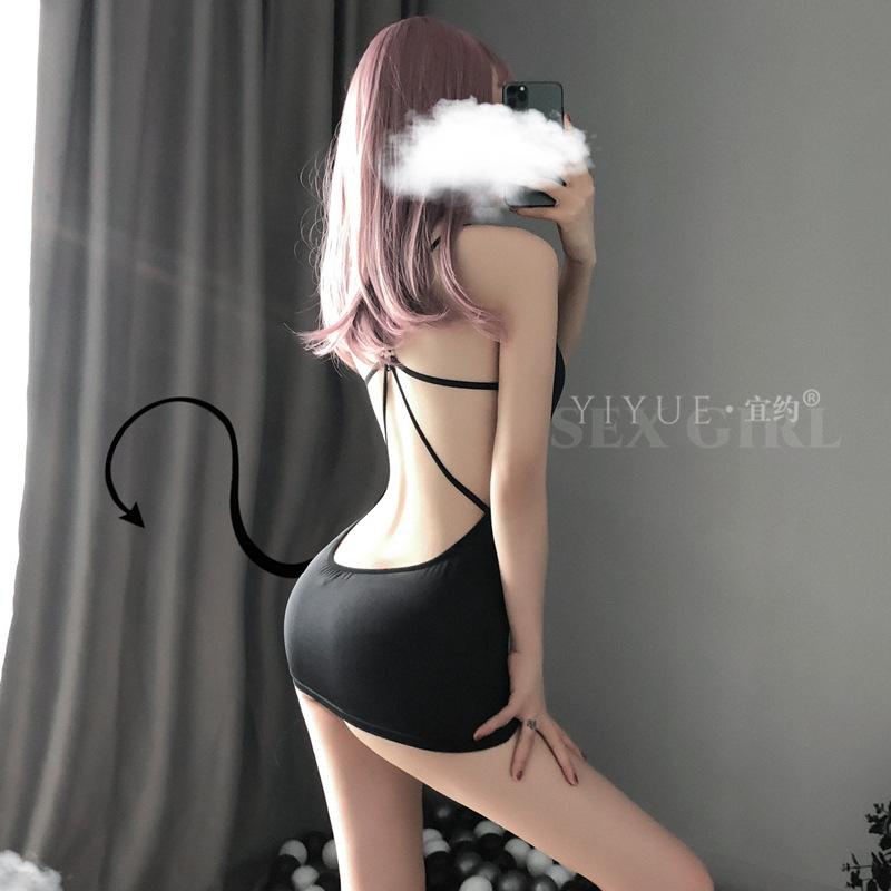 Erotic Underwear Ice Silk Halter Jumpsuit, Hip Skirt, Uniform Seductive and Sexy ol Secretary Set Wholesale 8096