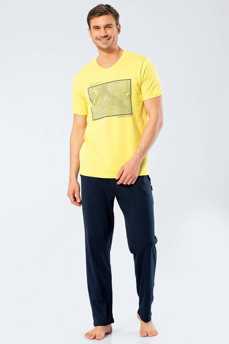 

Мужской пижамный комплект Türen с брюками с v-образным вырезом и принтом