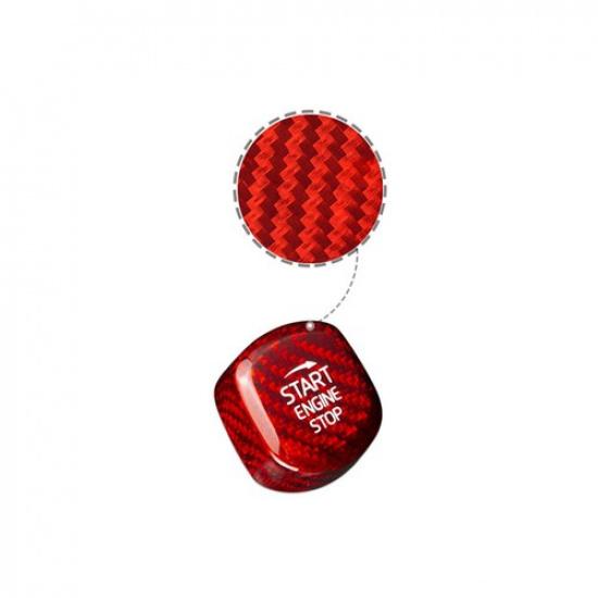 Real Red Carbon Fiber Car Center Start Stop Button Cover For Volvo S60 -