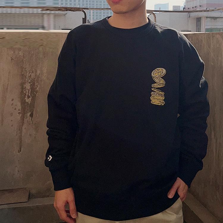 Converse CNY Sweatshirts Men's Black Lapel Moderate Other 10025505-A03