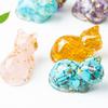 Cute Cat Resin Art Figurine With Crystals For Home Office Decor Gift For Kids