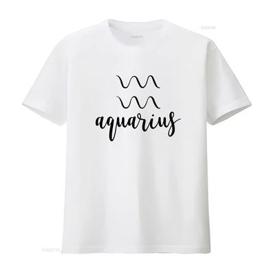 Aquarius T Shirt for Women Stylish Horoscope Outfit with Zodiac Birth Sign Design Vintage Washed Streetwear Comfortable Graphic