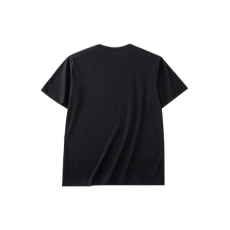 Anta Solid Color Print Casual Sports T-Shirt Men Tops Black 152221128-4