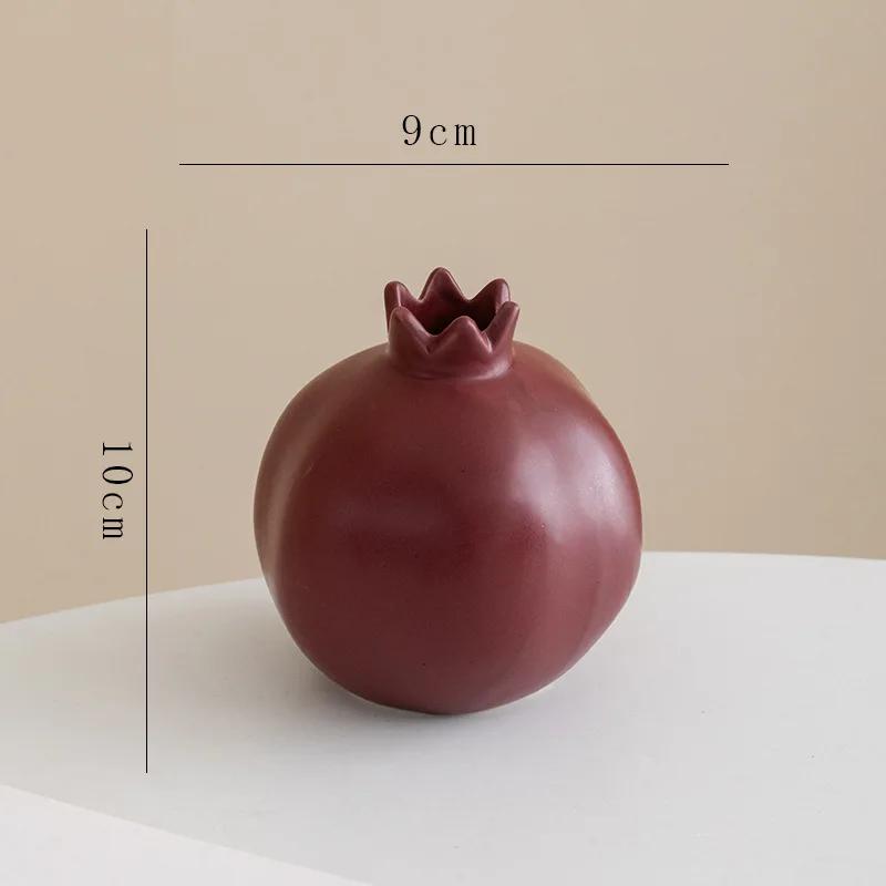 Pomegranate Shaped Ceramic Vase Decorative Flower Arrangement Desk Decoration Flowers Pots Floral Vases Room Aesthetic Decor