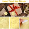180Pcs Gold Foil Sweet Thank You Stickers, Embossed Round Gold Matte Labels Personalized Embossed Thanks Seal Sticker Metallic Label Wedding Thank