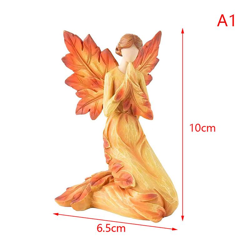 

Autumn Maple Leaf Angel Wing Angel Figurines Desktop Ornaments Creative Resin Sculpture For Garden Home Office Decoration