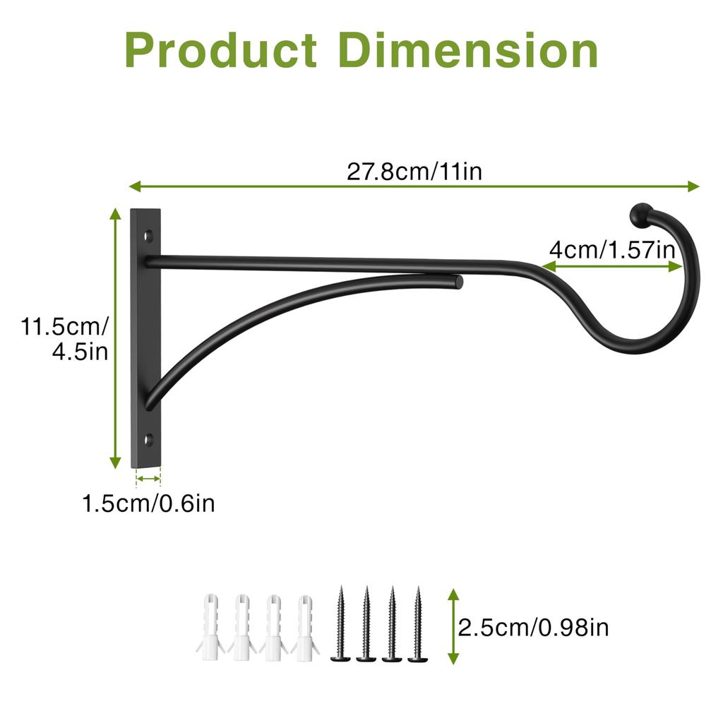 Pflanzen-Hängehaken 11 Zoll Schwerlast-Metall-Wandhalterung   Vielseitige Halterung für Außenbereich Garten Terrasse Veranda Dekoration