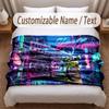 Music DJ Theme Soft Blanket Personalized Custom Name Text Print Warm Blanket Home Sofa Bedroom Decor