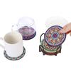4 Teile/satz Abstrakte Datura Blumen Böhmische Gedruckt Matten Vintage Diamant Malerei Isolierte Untersetzer Tassen EINE Schüssel von Tee und Kaffee