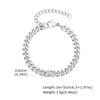 White Zircon Cuban Bracelet for Men Boys,16-21CM Never Fade Curb Chain Links Wristband,Hip Hop Cool Simple Jewelry Gift