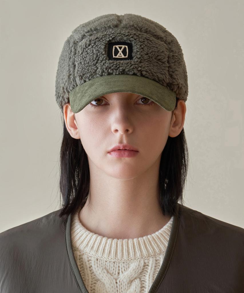 Bajal Va Square Studded Fleece Camp Cap Khaki
