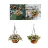 Artificial Christmas Hanging Basket Charm Gift Display Delicate Christmas Decoration for Yard Courtyard Garden Patio Holiday