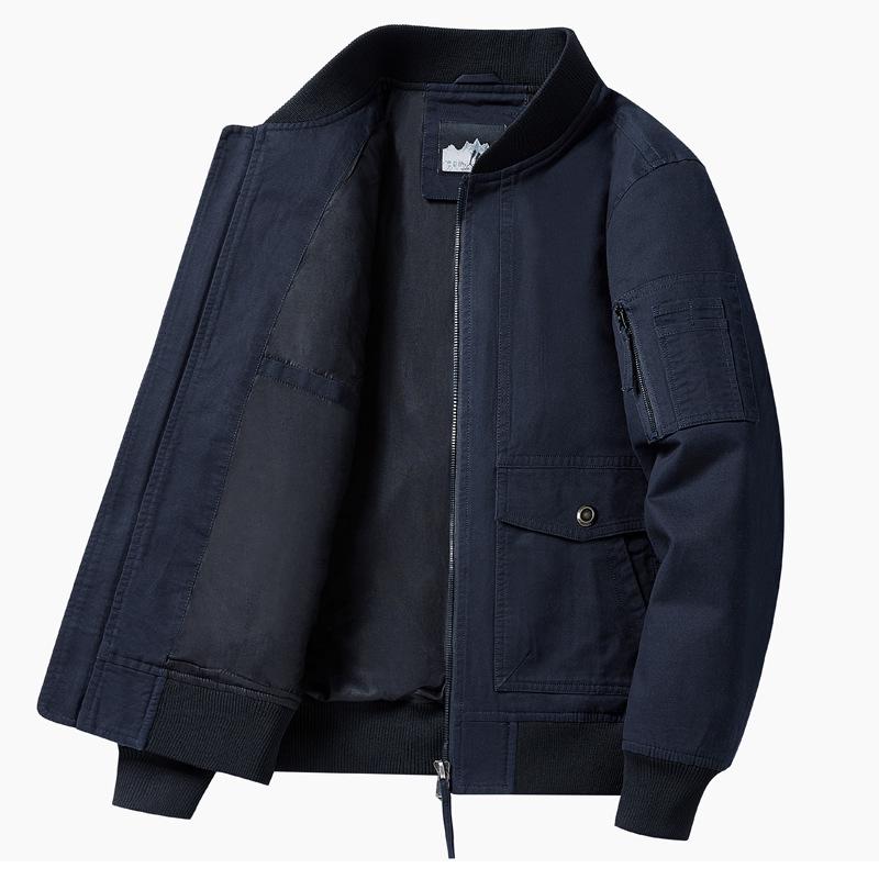 Men's MA-1 Pilot Jacket: Spring/Autumn Motorcycle Coat, Plus Size, Solid Color Military Flight Uniform