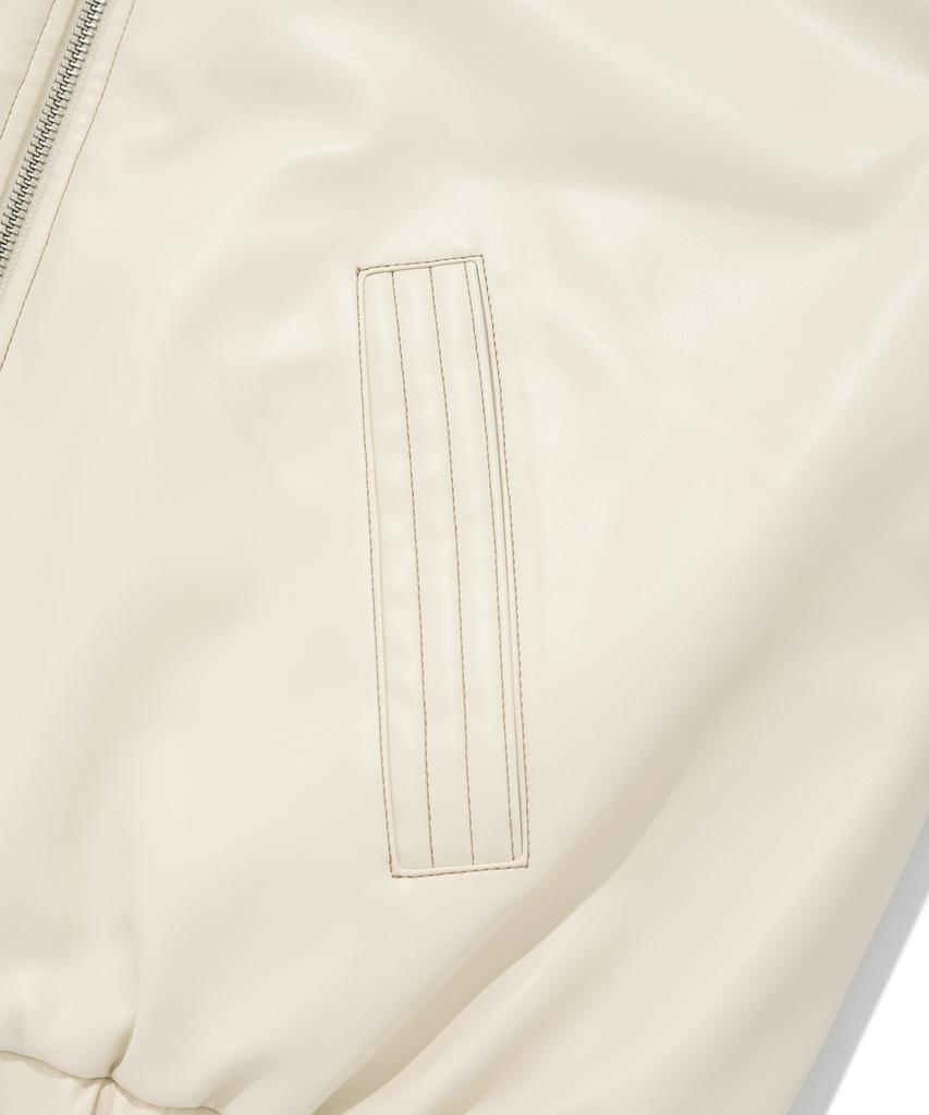 Fallett Topstitch Vegan Leather Padded Blouson Ivory