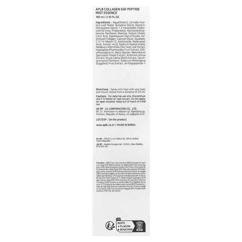 APLB Collagen EGF Peptide Mist Essence, 105ml (3.55 fl oz)