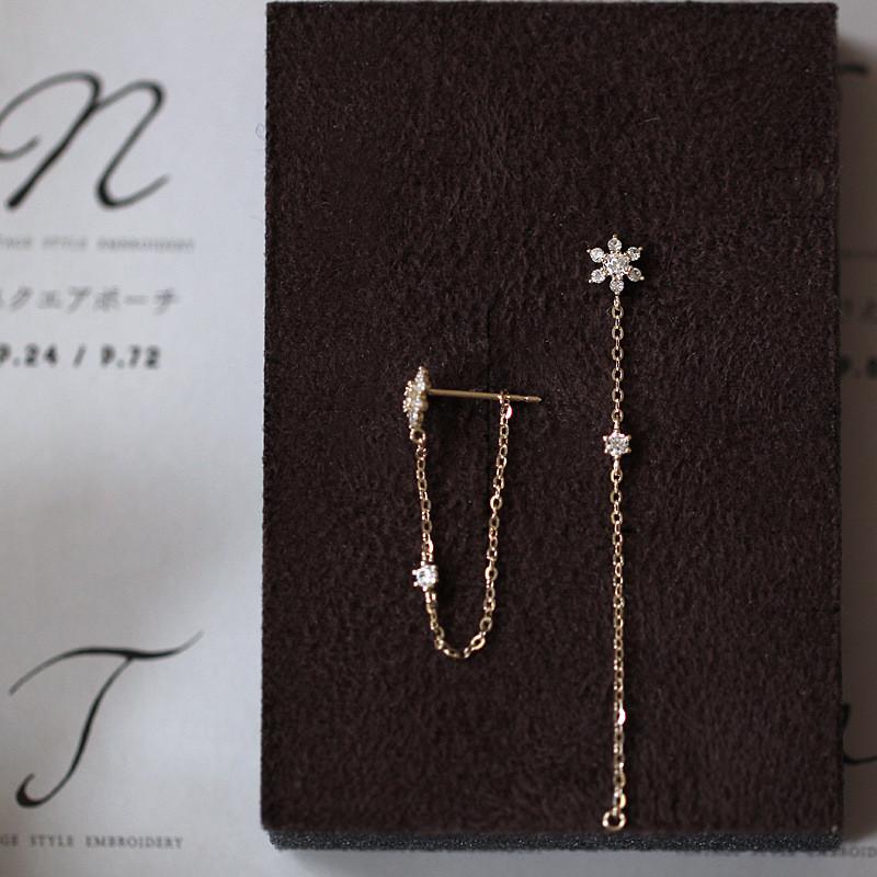 925 Sterling Silver Simple Snowflake Long Tassel Earrings Women Pavé Crystal Exquisite Temperament Wedding 14k Gold Plating Silver