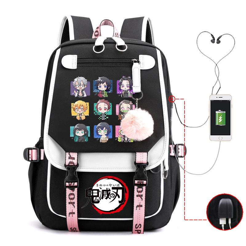 Ghost Annihilation Blade Grade 3-6 Junior High School Student High School Student School Bag Strap USB Multifunctional Backpack
