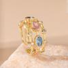 GemChic Women's Ring Exquisite Cool Multi-Layer Colorful Zircon Ring Ladies Opening Adjustable Ring Birthday Christmas Jewelry Gift