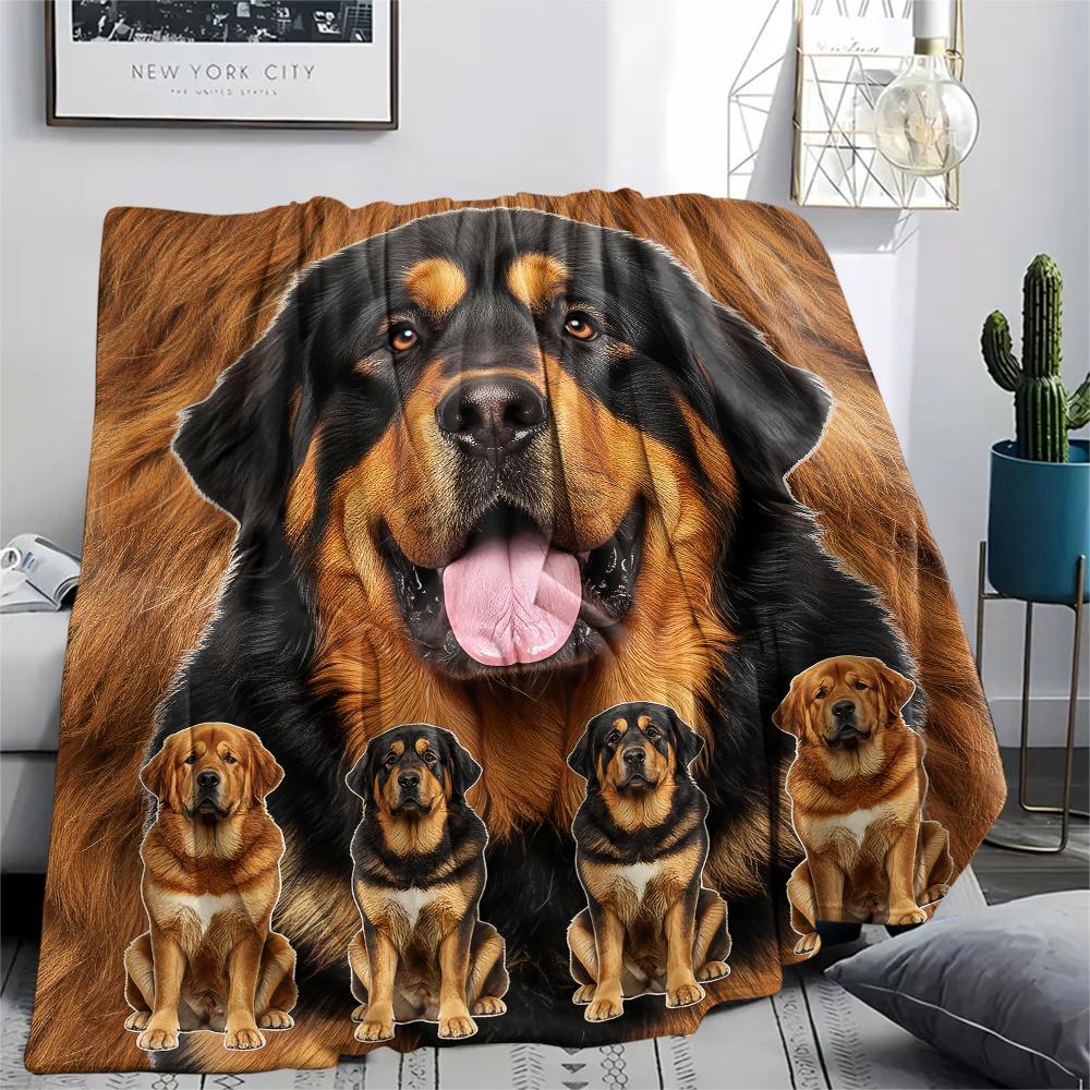 1Pc Tibetan Mastiff Dalmatian Print Flannel Blanket, High quality Comfortable for All Seasons, Home Decor, Warmth and Comfort, Perfect for Gifts