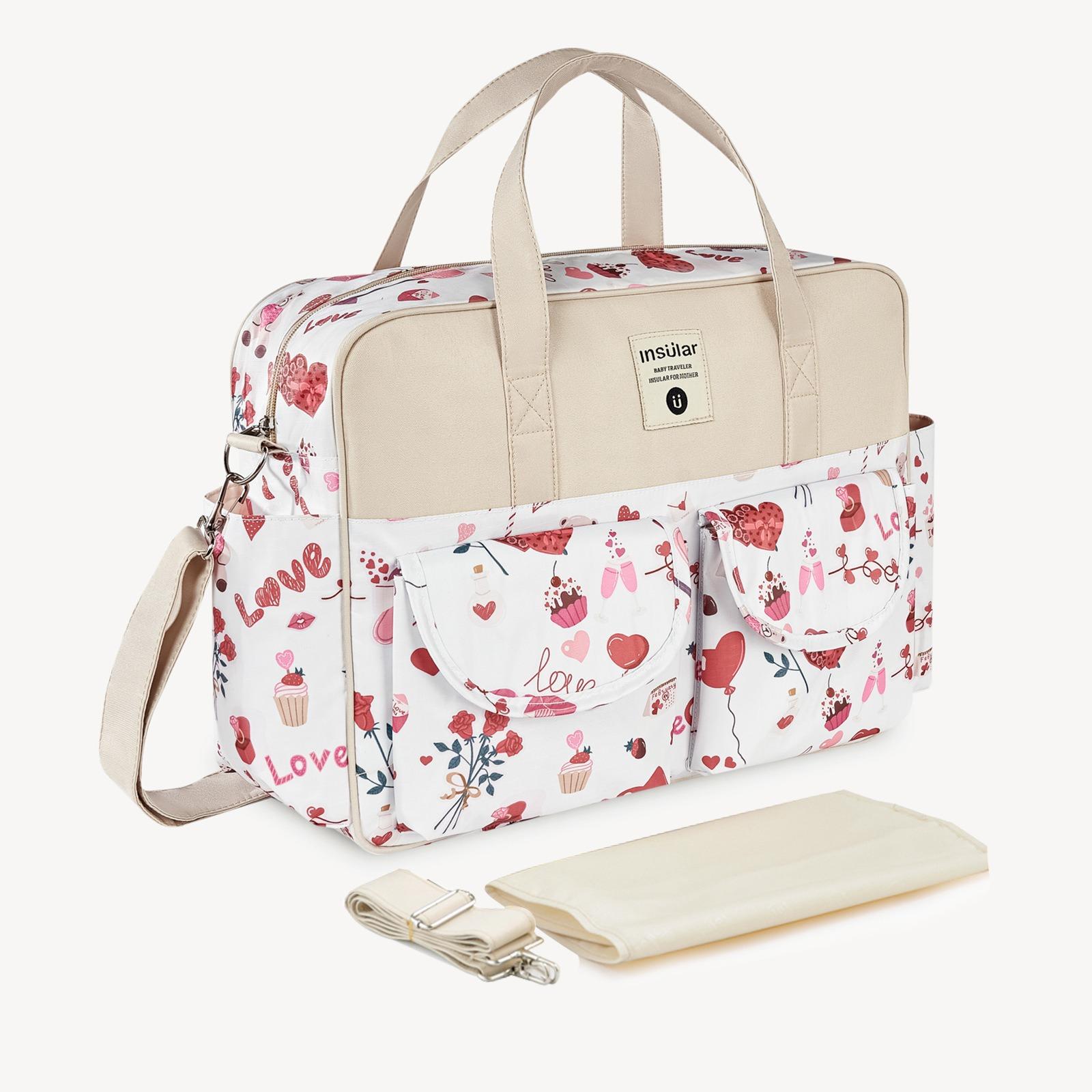 

Сумка для подгузников для мам и малышей, вместительная, водонепроницаемая, широко открывающаяся, дорожная сумка-мессенджер через плечо, сумка для подгузников для мам и малышей One Size бежевый