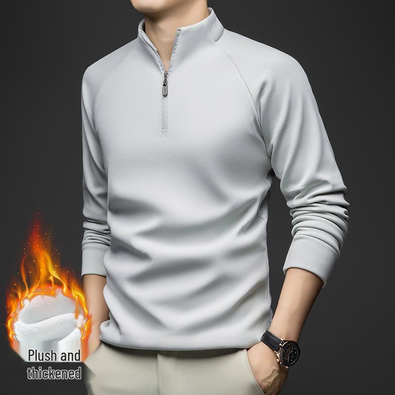 

Men s Fleece-Lined Half-Zip Hoodie, Long Sleeve, Thickened for Autumn/Winter Warmth, No Pilling or Fading, Stylish & Durable. L білий