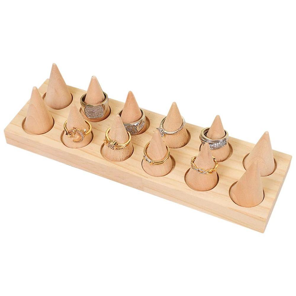 Decorative Wood Cone Ring Display Stand Retro Ring Storage Rack Crafts Bangle Storage Tray  Key