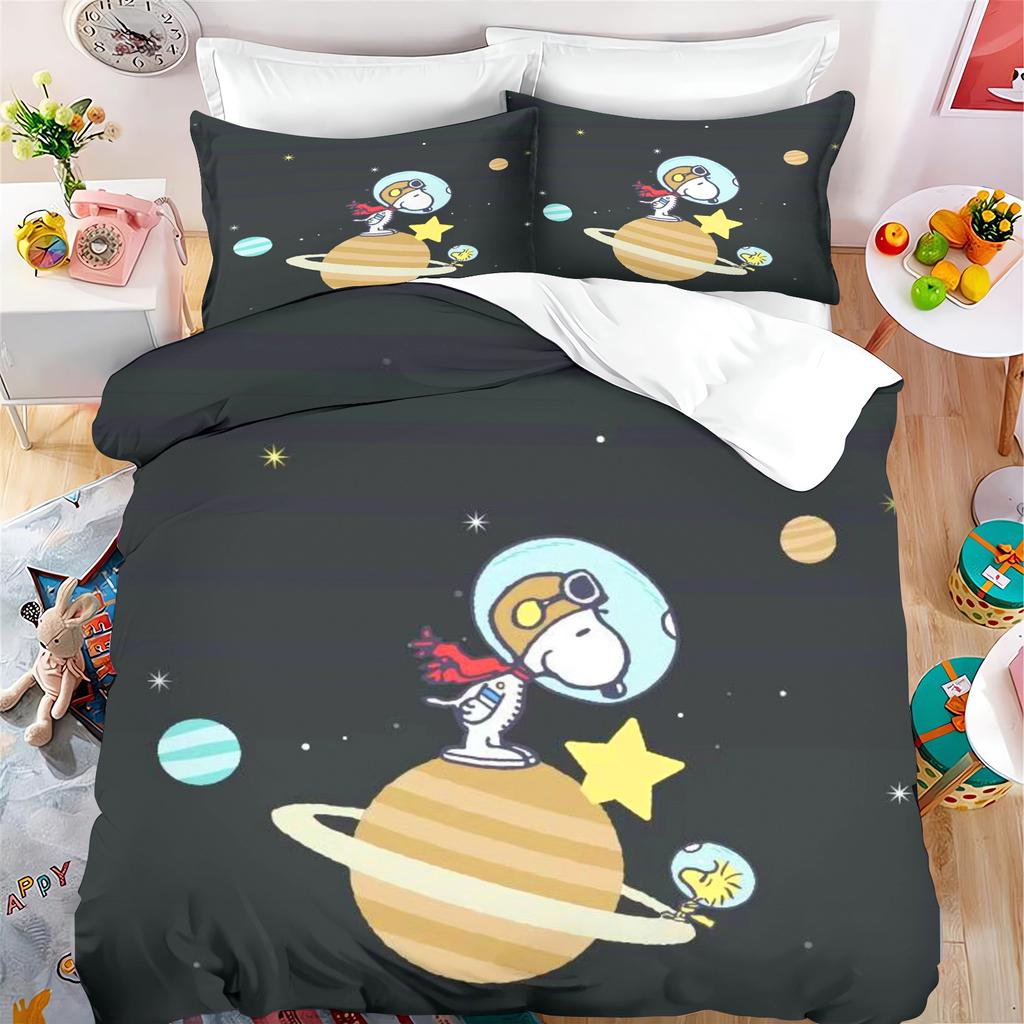 Cartoon Snoopy Bedding Sets Bed Cover Duvet Comforter Cover Pillow Case 2-3 Pieces Sets Boy Girl Home Bedroom Decoration