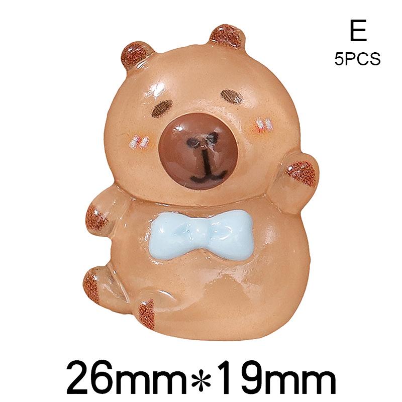 5 bucăți Kawaii din desene animate Capybara Breloc din rășină Luminos Flatback Animal Breloc Pandantiv Diy Bijuterii