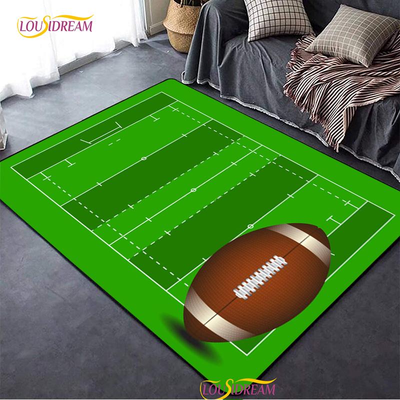 Personalisierter American Football Court Teppich, Teppich für Wohnzimmer Schlafzimmer Dekoration, Kinder Küche Badezimmer Rutschfeste Bodenmatte Alfombra