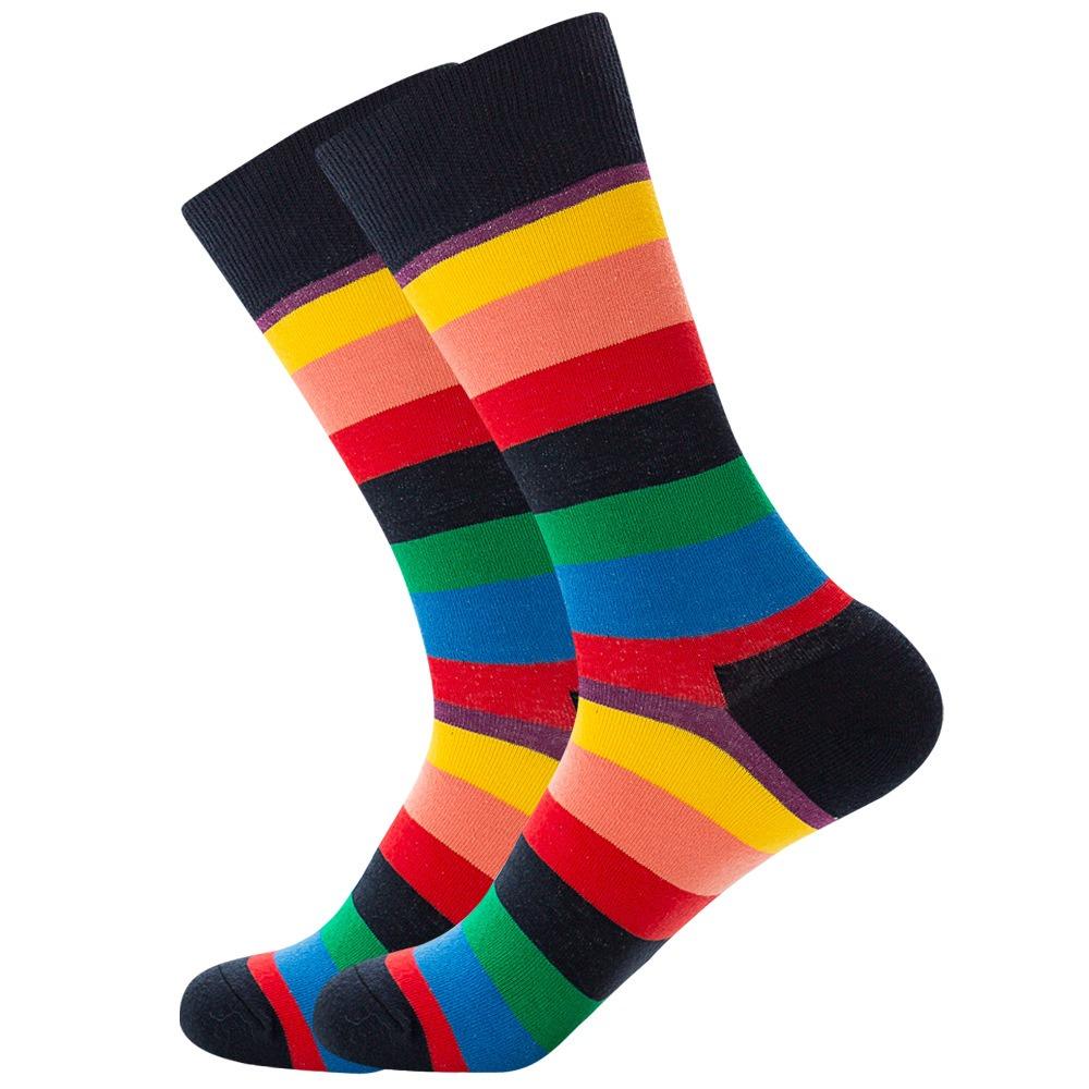 Striped multicolor street skateboarding funny socks for men and women